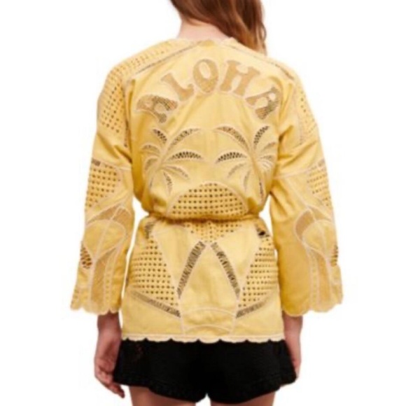 Maje "Aloha" Embroidered Eyelet Kimono Style Jacket! Size 6 - Picture 1 of 3